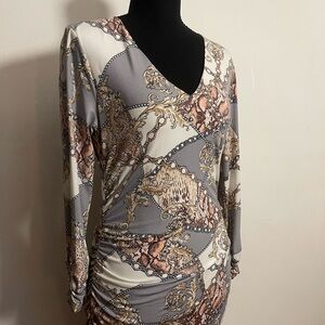 Cache Gray and Cream Women's Dress